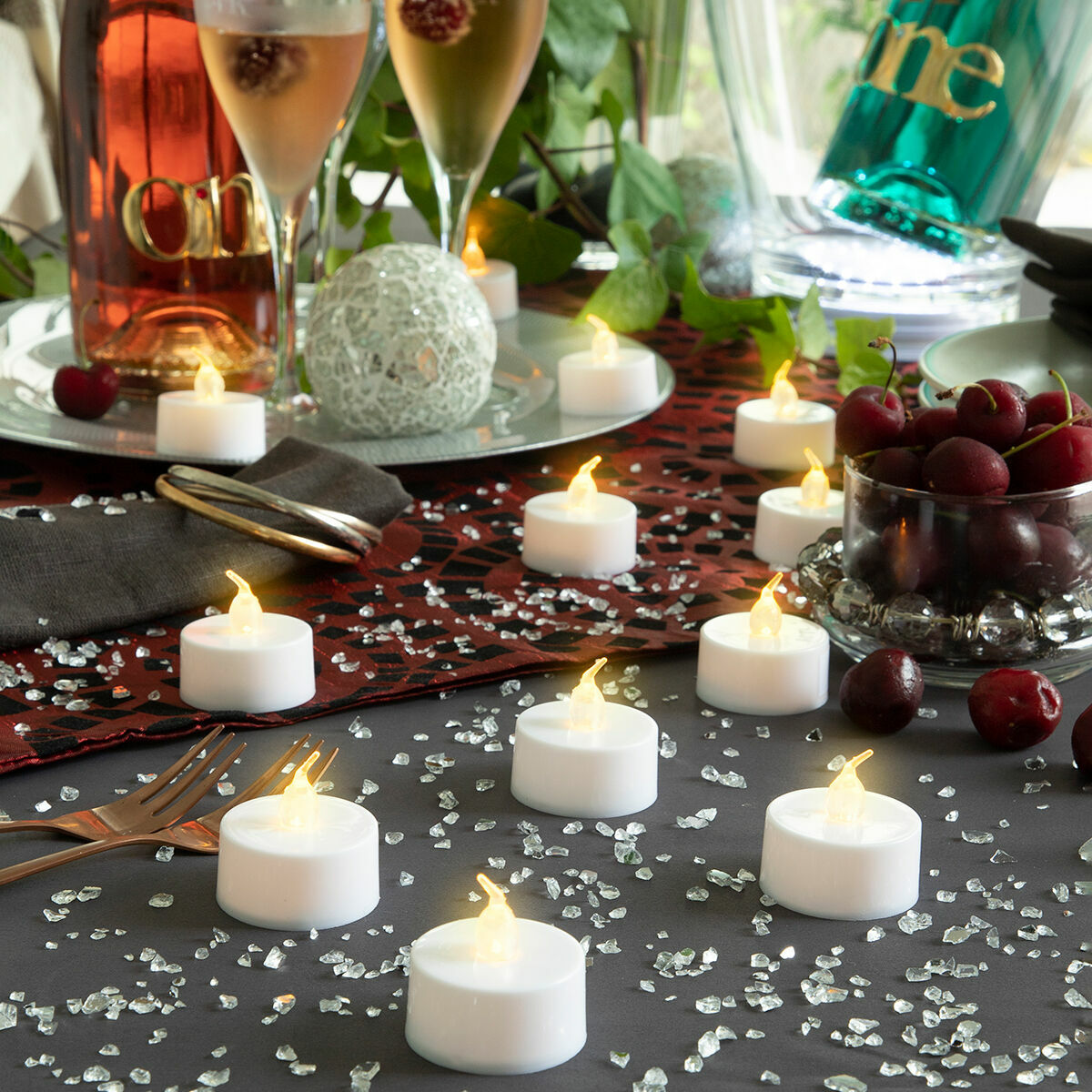 Conjunto de 12 Velas de Chá LED com Efeito Chama