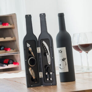 Conjunto de Acessórios para Vinho em Estojo Garrafa 5 Peças