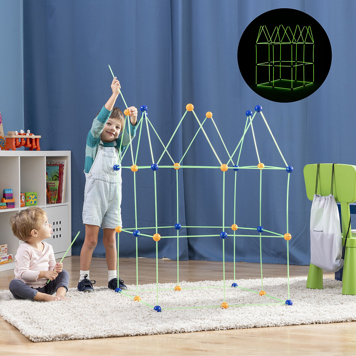 Kit de Construção de Fortalezas Fluorescentes 85 Peças
