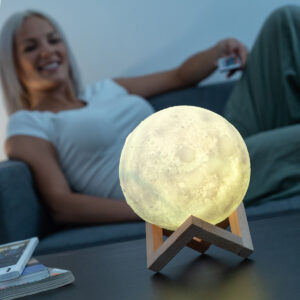 Candeeiro Lua 3D LED Recarregável 16 Cores com Comando