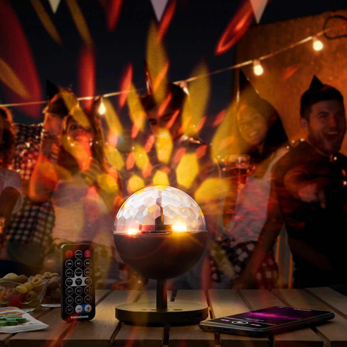 Projetor LED de Bola de Discoteca com Altifalante