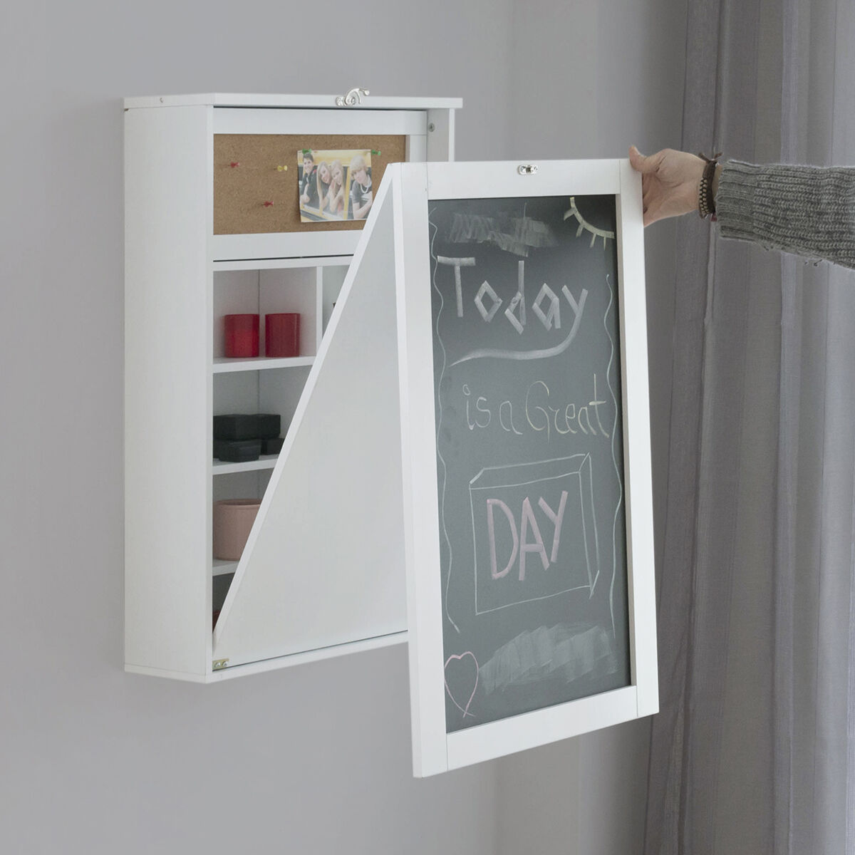 Secretária Rebatível de Parede com Quadro e Cortiça - Image 2