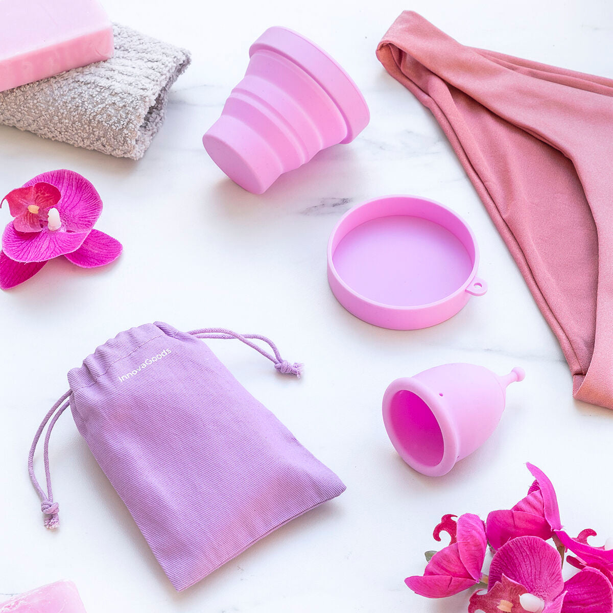 Copo Menstrual Reutilizável com Acessórios – Silicone Médico (Tam. S e L) - Image 2
