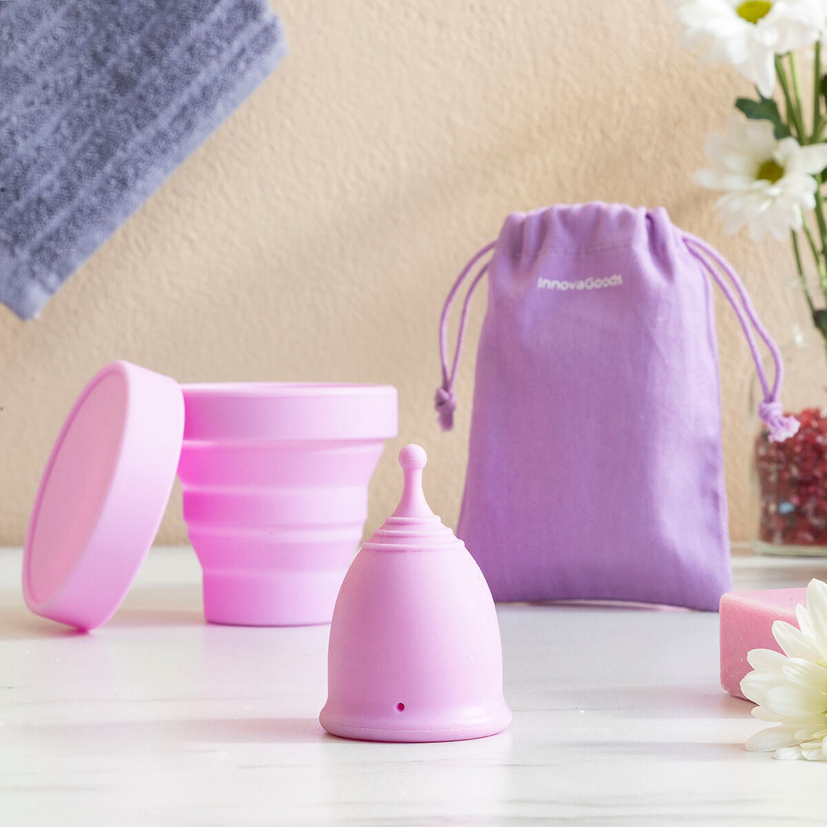 Copo Menstrual Reutilizável com Acessórios – Silicone Médico (Tam. S e L) - Image 4