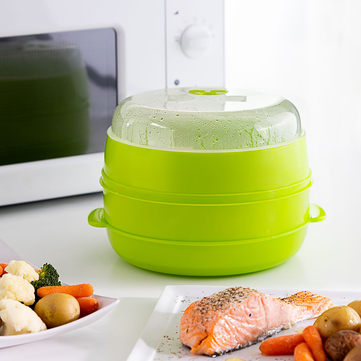 Vaporeira Dupla para Micro-Ondas para Cozinhar a Vapor