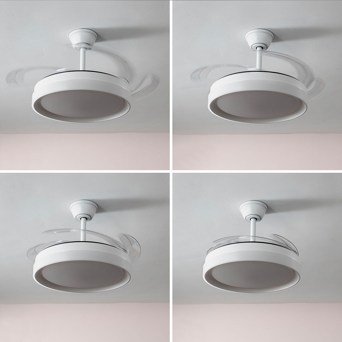 Ventoinha de Teto com Luz LED e 4 Pás Retráteis Branco - Image 13