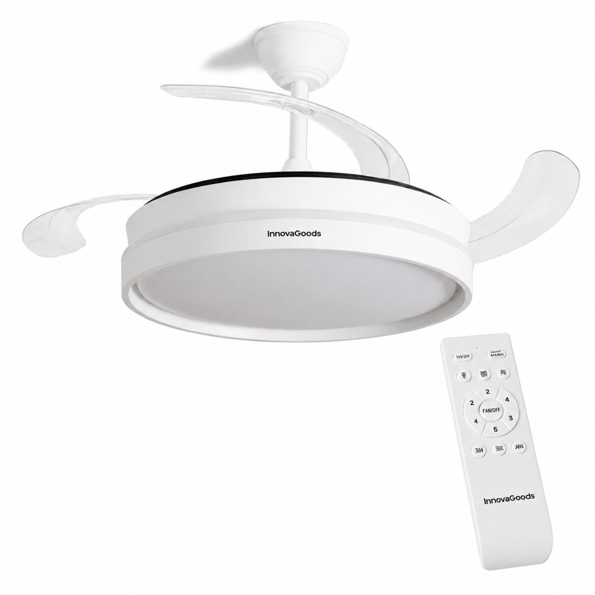 Ventoinha de Teto com Luz LED e 4 Pás Retráteis Branco - Image 15