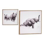 Pintura Gift Decor Castanho Aglomerado 31 x 31 x 2 cm 31 x 2 x 31 cm Com moldura animais