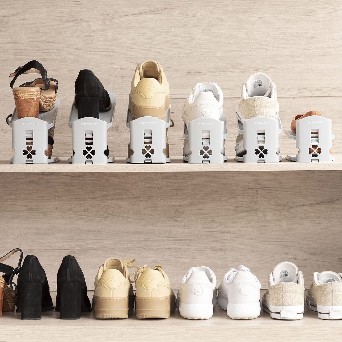 Organizador de Sapatos Regulável InnovaGoods Cinzento Plástico 6 Unidades (Recondicionado A)