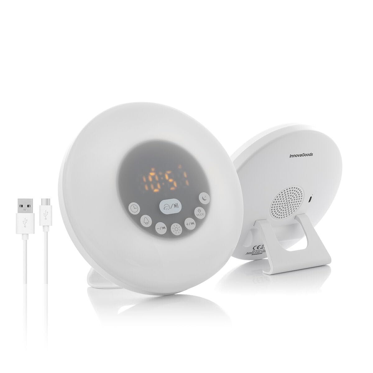 Despertador Amanhecer Recarregável com Alta voz InnovaGoods Branco (Recondicionado A)