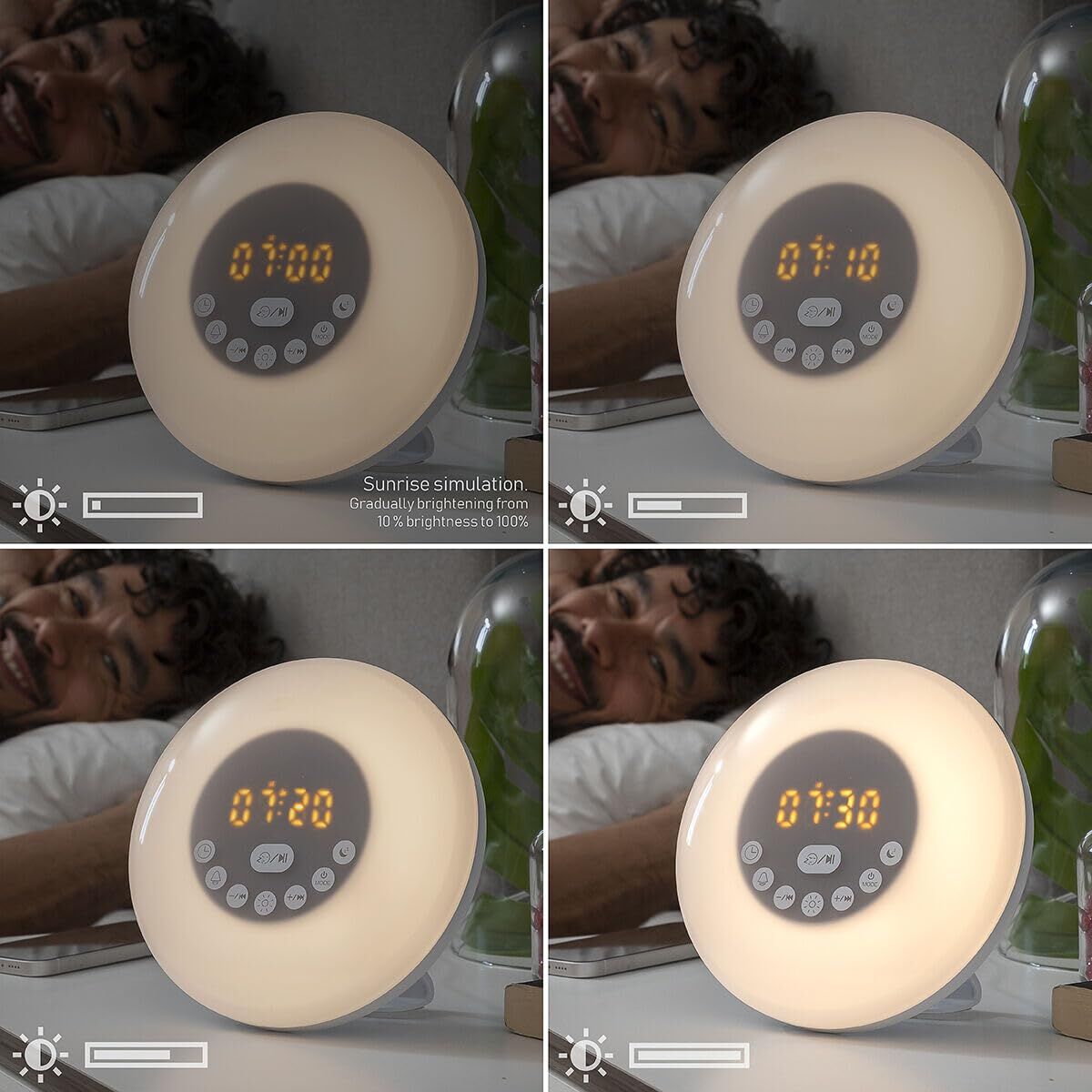 Despertador Amanhecer Recarregável com Alta voz InnovaGoods Branco (Recondicionado A)
