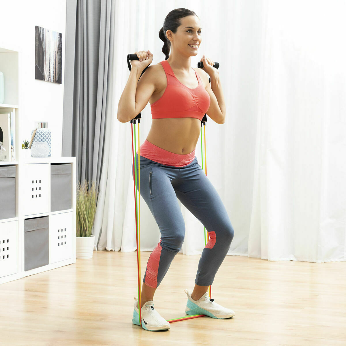 Pack Prancha de flexões push-up e Conjunto de Elásticos de Resistência com Acessórios e Guia de Exercícios InnovaGoods