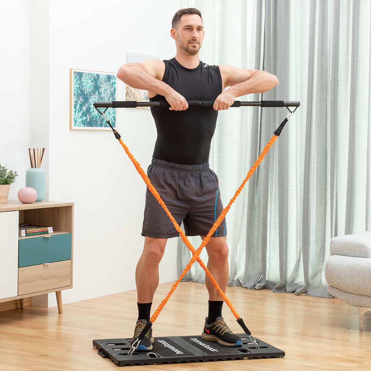 Pack Sistema de Treino Integral Portátil com Guia de Exercícios e Cinta Desportiva Efeito Sauna InnovaGoods