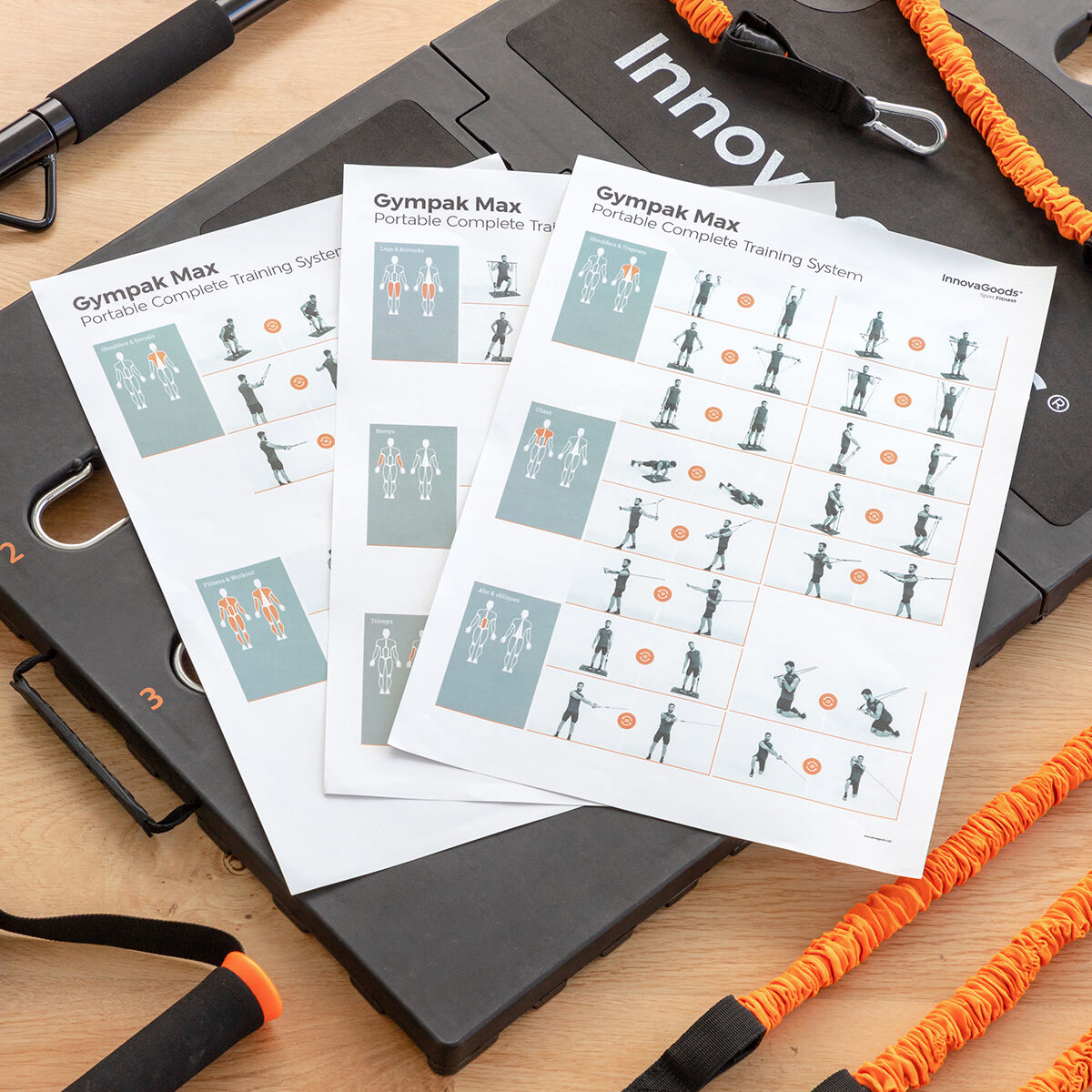 Pack Sistema Treino Portátil c/ Guia Exercícios e Colete Desportivo Sauna Homem L InnovaGoods