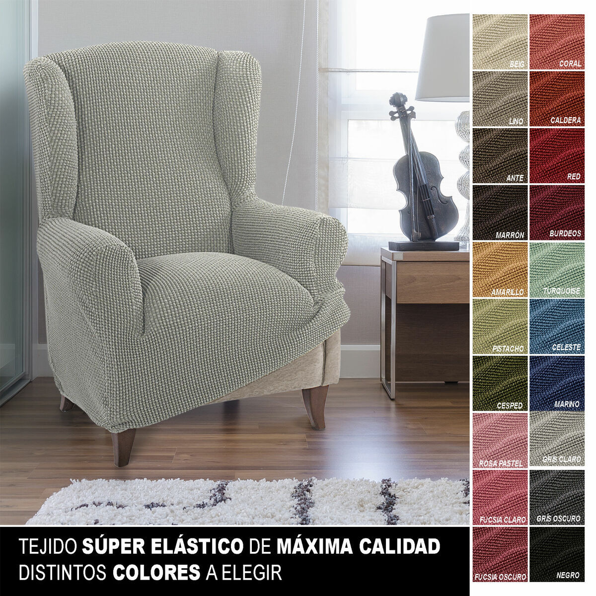 Capa para poltrona de orelhas Sofaskins NIAGARA Cinzento claro (Recondicionado A)