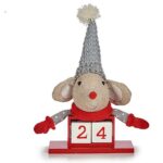 Adorno Natalício Krist+ Branco Vermelho Cinzento Creme Rato 20 x 11 x 20 cm Calendário (8 Unidades)