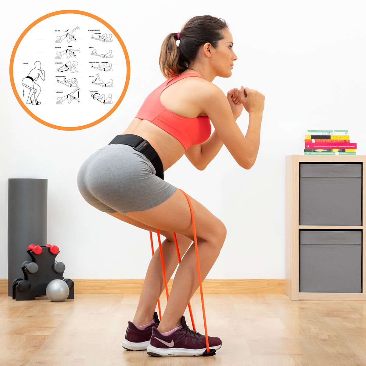 Cinto com Elásticos de Resistência para Glúteos e Guia de Exercícios Bootrainer InnovaGoods