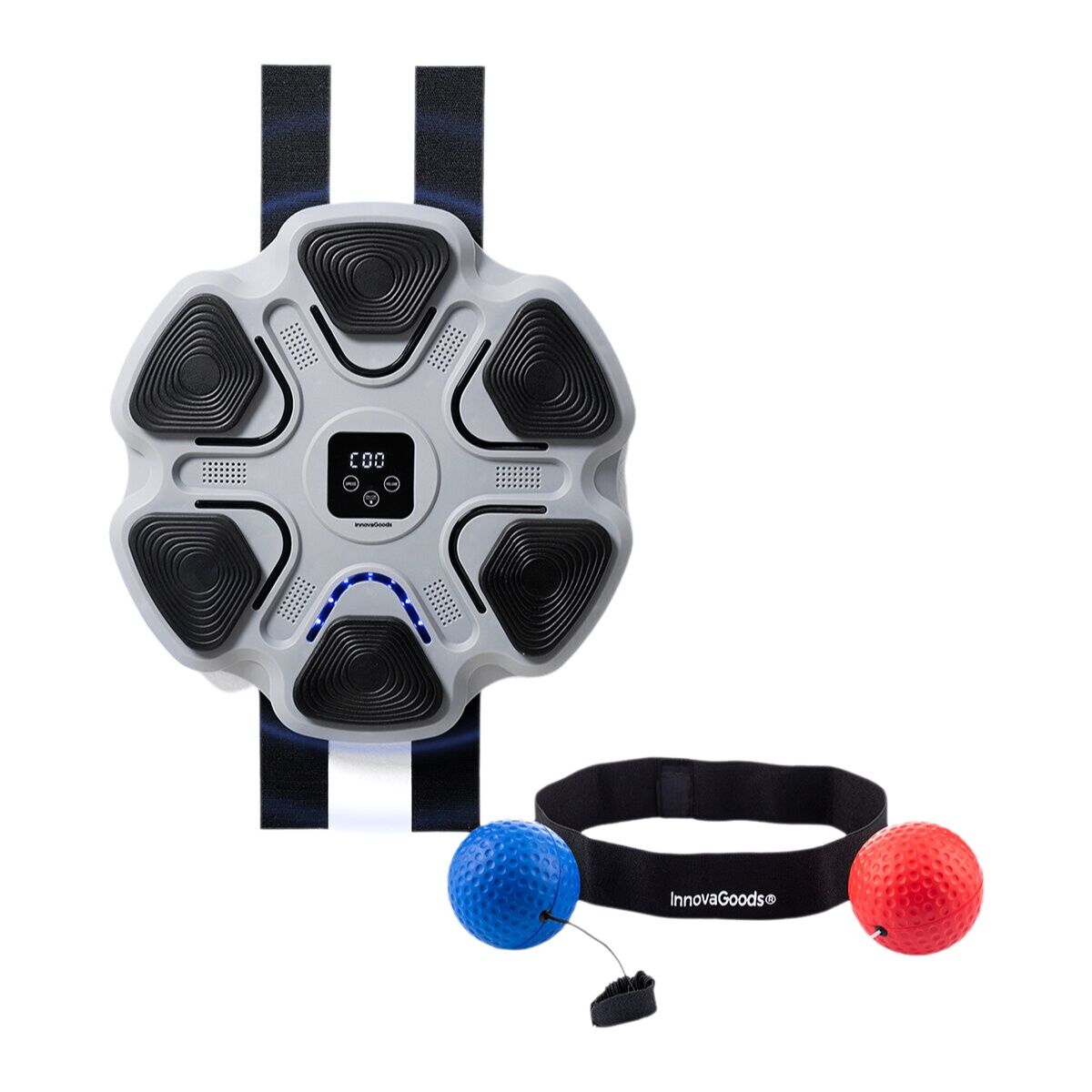 Pack Bolas de Treino e Reflexo e Máquina de Boxe Musical Recarregável InnovaGoods