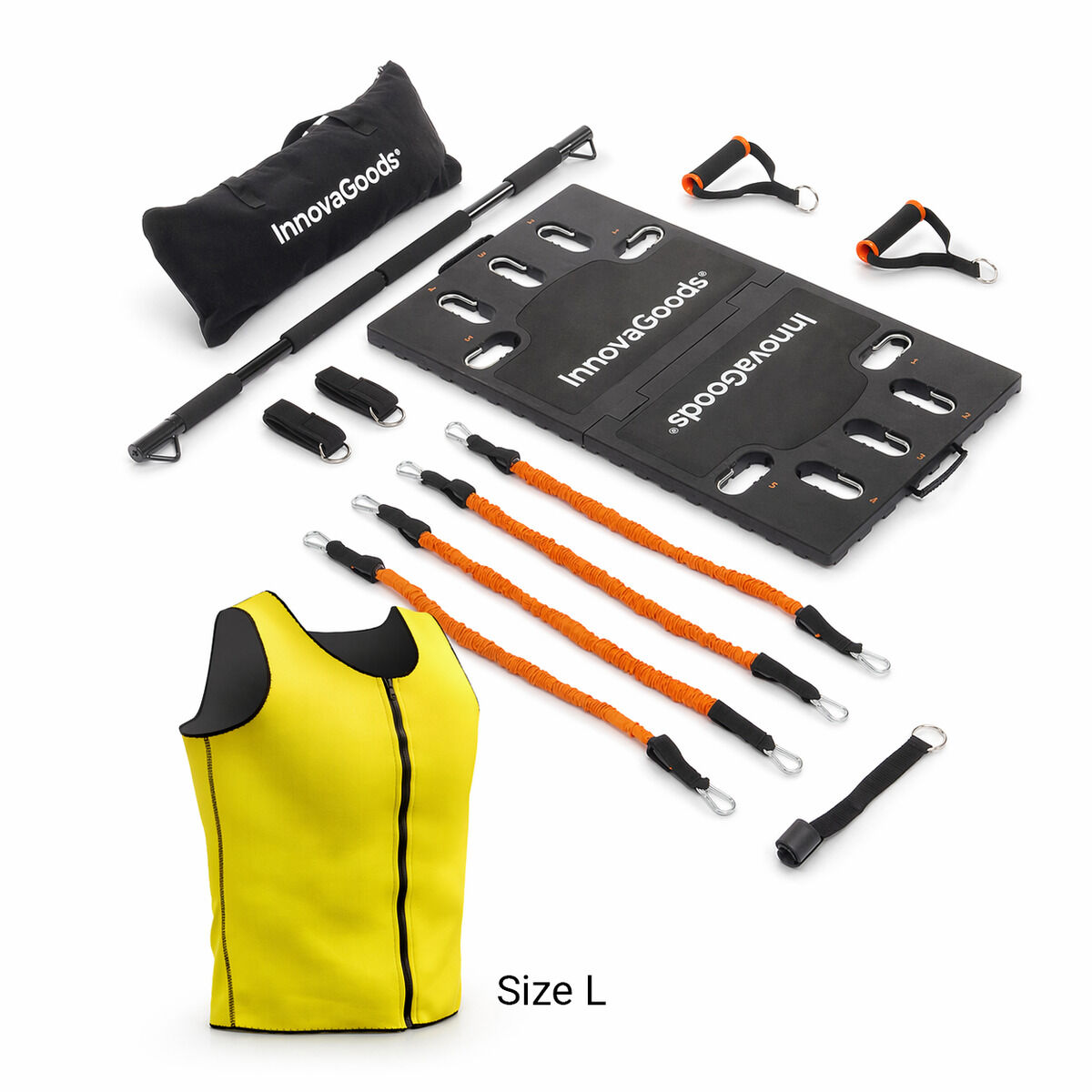 Pack Sistema Treino Portátil c/ Guia Exercícios e Colete Desportivo Sauna Homem L InnovaGoods