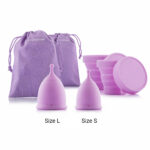 Pack 2 Copos Menstruais com Acessórios Kuppy InnovaGoods (Tam. S - 20 ml e Tam. L - 25 ml)
