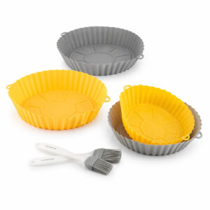 Pack de 4 Cestos de Silicone com Asas para Fritadeira de Ar e 2 Pincéis de Cozinha InnovaGoods