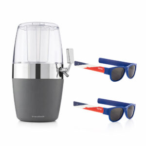 Pack Dispensador de Cerveja Refrigerante InnovaGoods e 2 Óculos de Sol Enroláveis Sunfold France