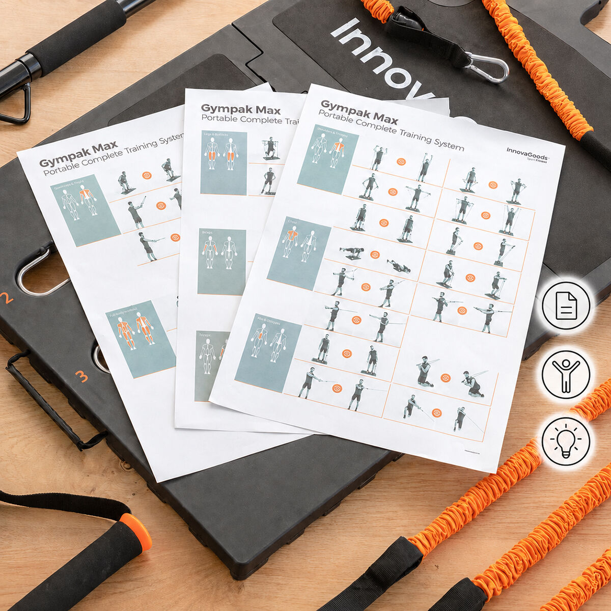 Sistema de Treino Integral Portátil com Guia de Exercícios Gympak Max InnovaGoods